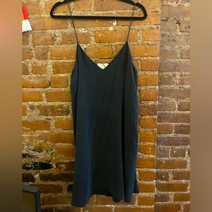 100% silk Alice + Olivia black spaghetti strap slip dress